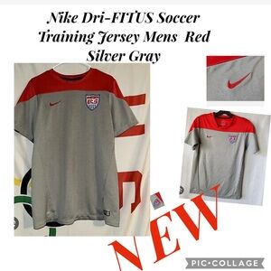 Nike Dri-FIT USMNT US Soccer Training Jersey Mens Size M Red Silver Gray…
